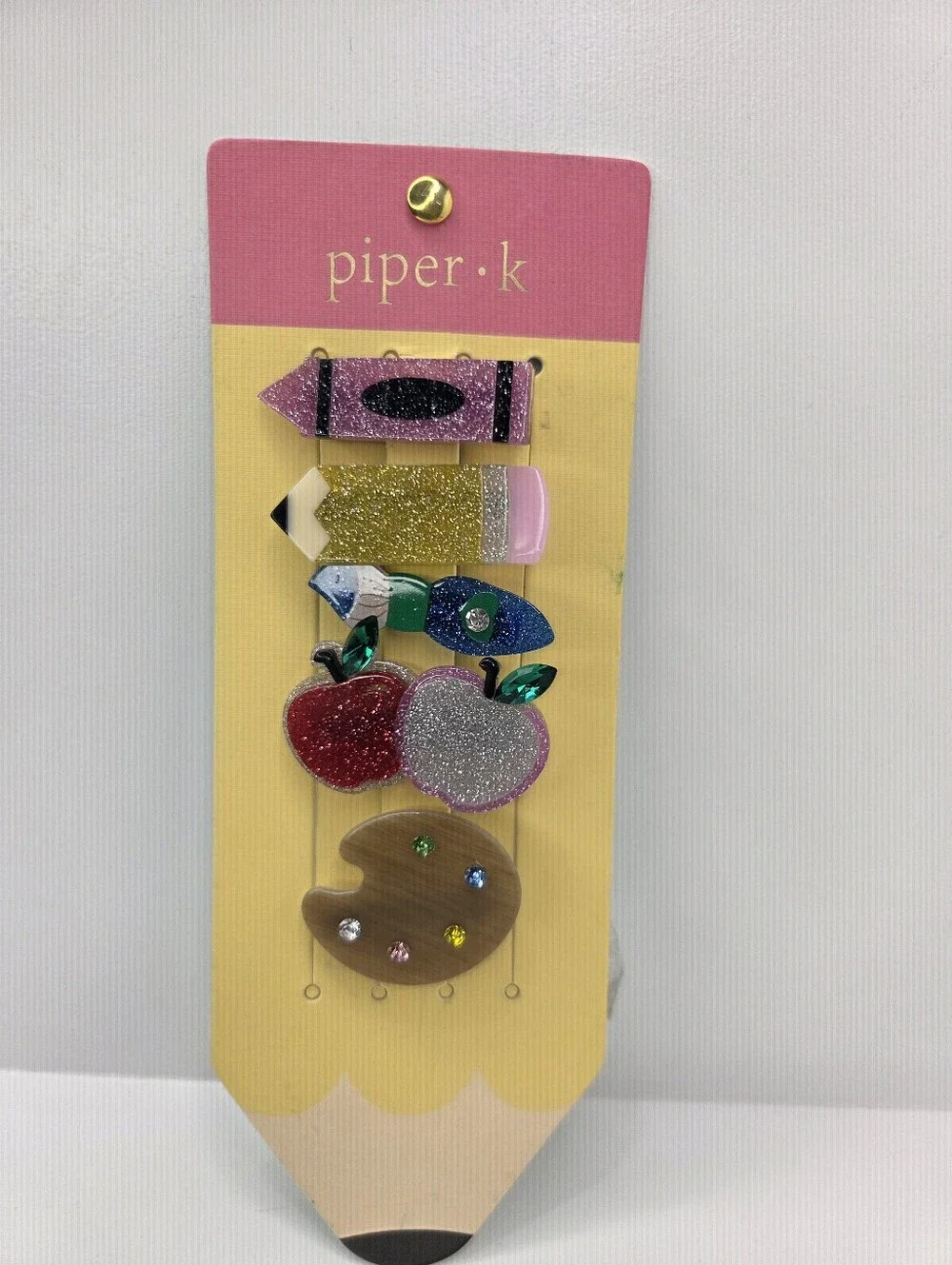 ✨️▪️Piper K ▪️Glitter School Pencil & Fruit Hair Clips - Set Of 5